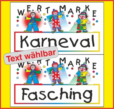 1000 Wertmarken "Karneval-Fasching, Sonderdruck, bunte Clowns"